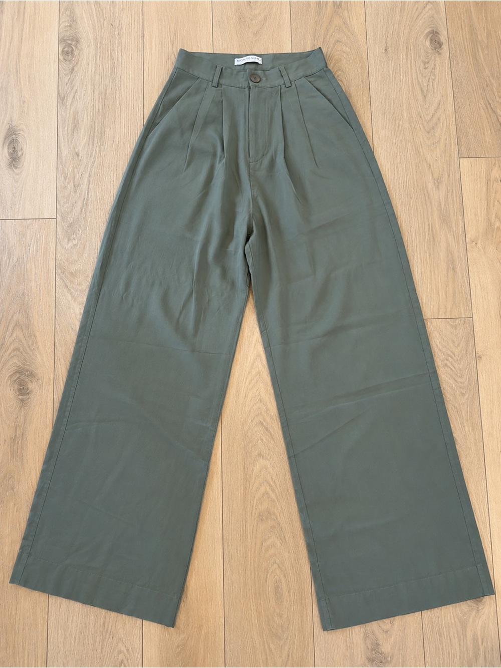 NONchalant Label Olive Green High-Waisted Wide Leg Trousers